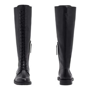 Sam Edelman Black Leather‎ Nance Knee-High Lace-Up Boots Size 6.5